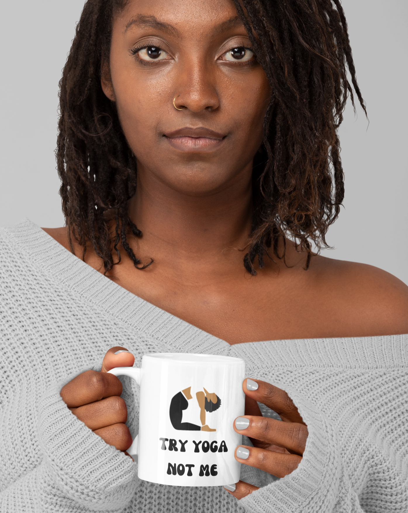 "Try Yoga Not Me" White glossy mug